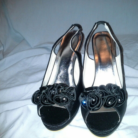Black Satin Heels