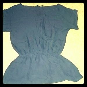 Alice and Olivia Navy Silk Top