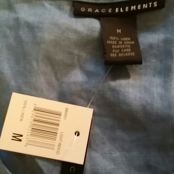 Grace Elements Linen fitted Top in Light Indigo - Picture 2 of 4
