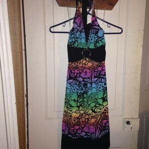 Route 66 Teens Rainbow Halter Dress
