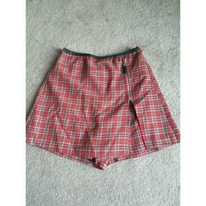 Vintage Pleated Plaid Skirt with Shorts under