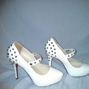 Christian Louboutin White Studded Heels