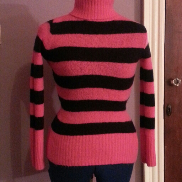 Pink and black striped sweater