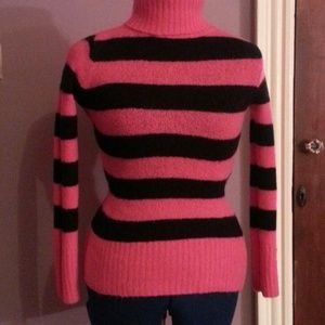 Pink and black striped sweater