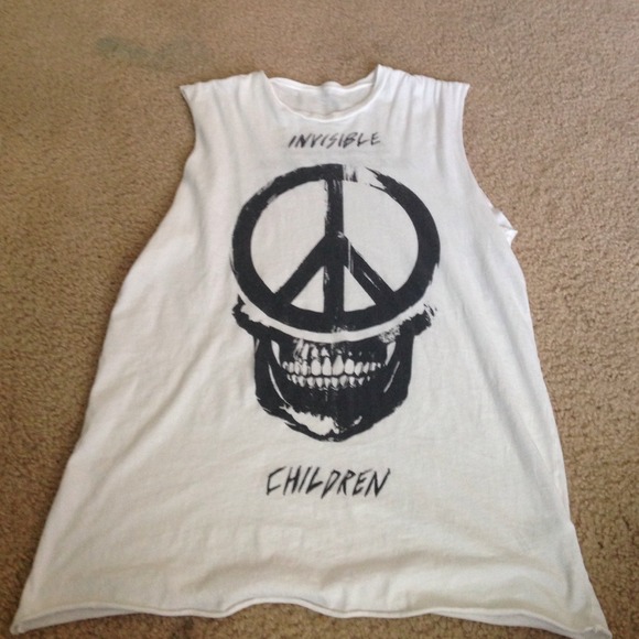 White "Invisible Children" muscle tank