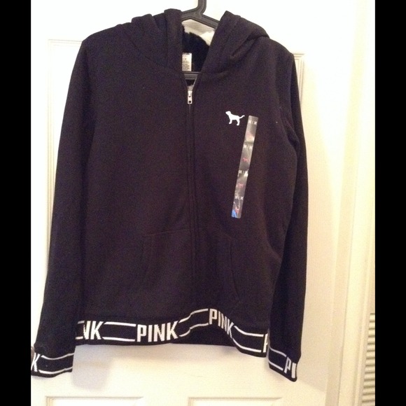 PINK Victoria's Secret Jackets & Blazers - Victoria's Secret pink black fur logo jacket❤️