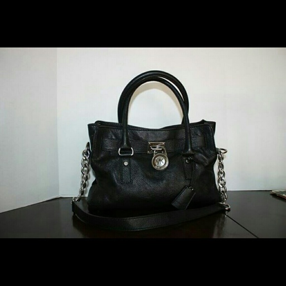 Authentic Michael Kors Hamilton bag in black & sil