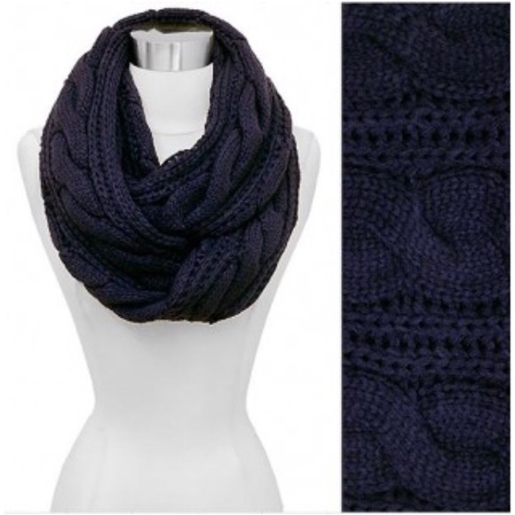 Navy Cable Knit Infinity Scarf