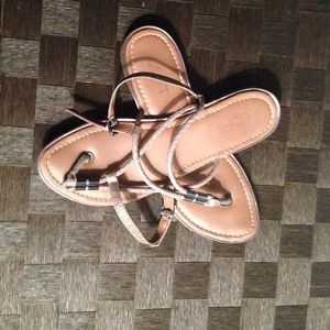 Strappy metallic flat sandals from loft