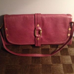 Purple leather calvin klein one strap bag