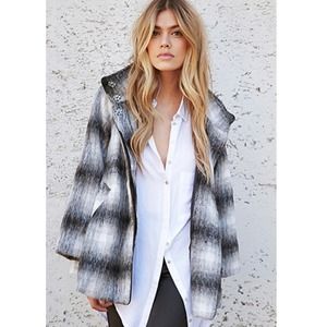 Forever 21 Wool Plaid A-Line Jacket
