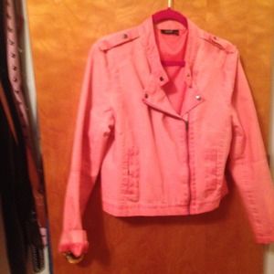 Salmon faux leather jacket