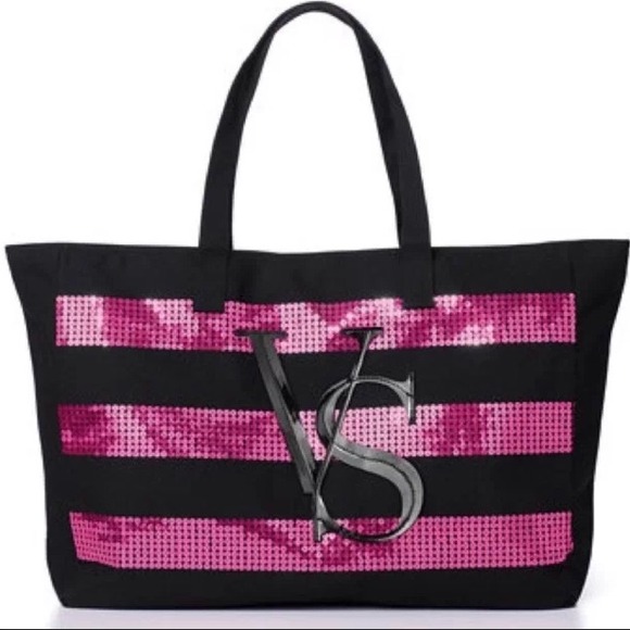 Victoria's Secret Handbags - Victoria's Secret Pink Sequin Big Tote Bag