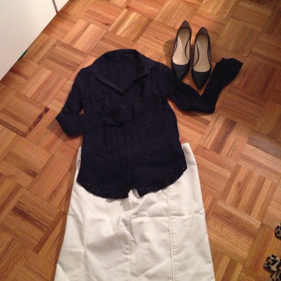 Lace button-down top,  Navy blue