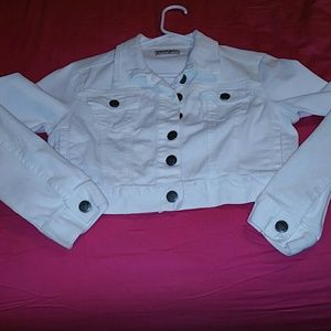Cropped White Denim Jacket