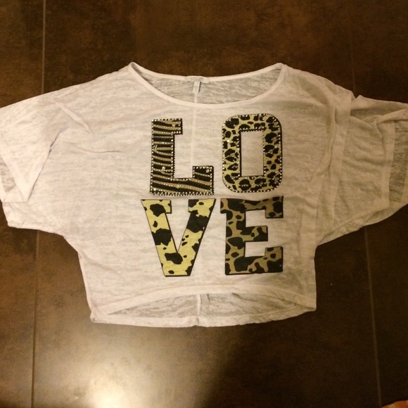 Delia*s white short sleeve with LOVE