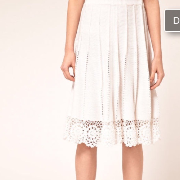 ASOS Dresses & Skirts - ASOS White Crochet Midi Sweater Skirt