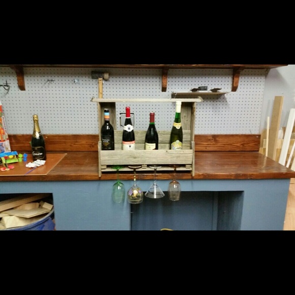 Wine rack/glass holder from reclaimed wood
