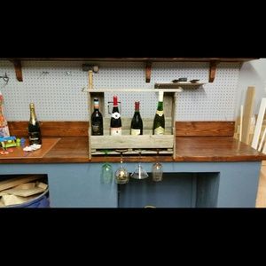 Wine rack/glass holder from reclaimed wood