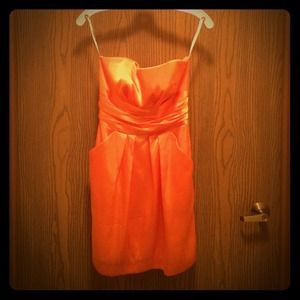 Orange satin tube dress