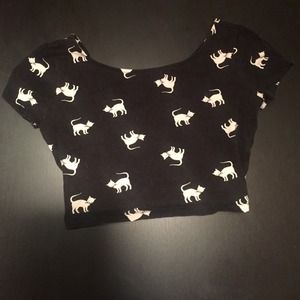 Cat print crop top