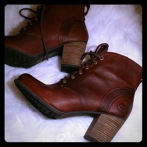 timberland burgundy heel waterproof bootie