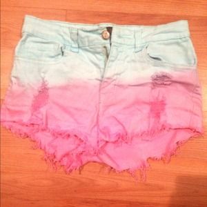 tri colored high waisted shorts