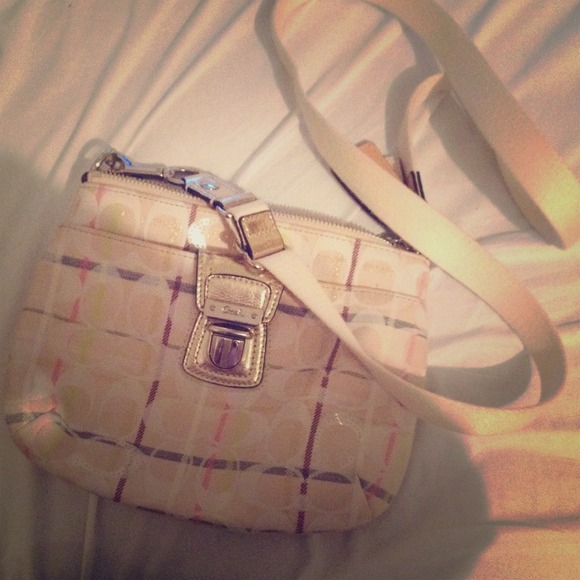 Pastel plaid coach cross body bag