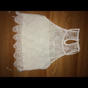 Crisp white crocheted crop top