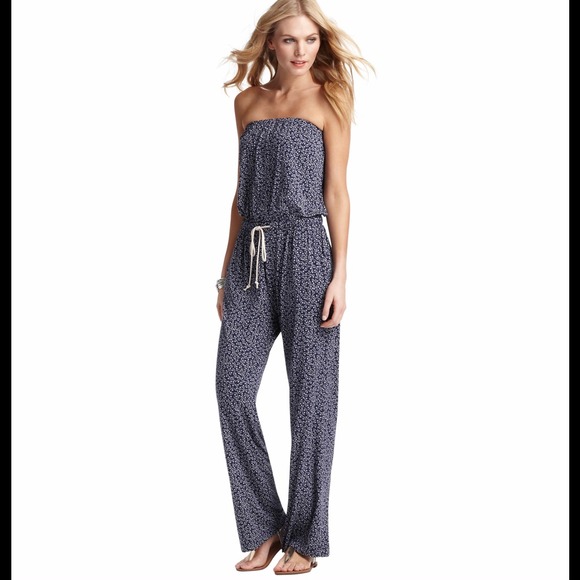 LOFT Anchor Print Strapless Jumpsuit
