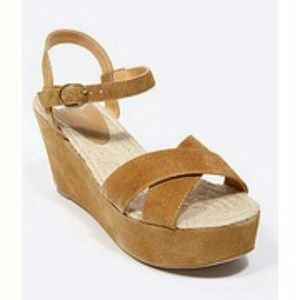 Kimchi Blue Tan Suede Wedges