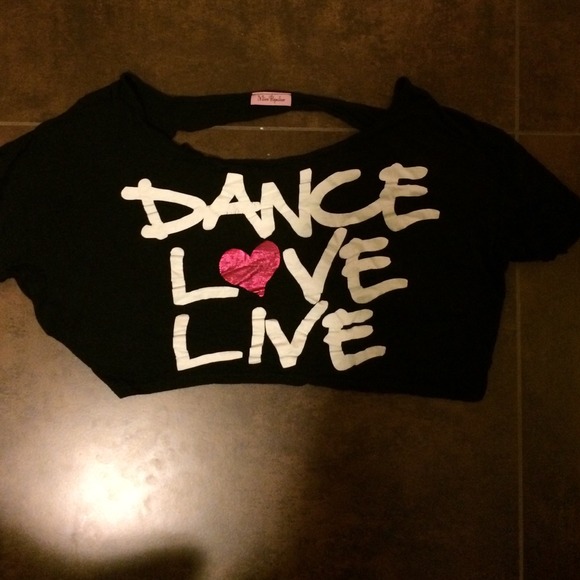 Miss popular cropped black top with cut up back