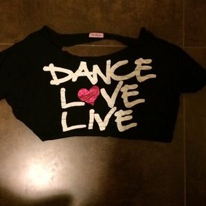 Miss popular cropped black top with cut up back