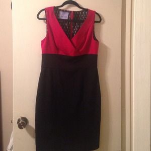 Red and black cocktail dress