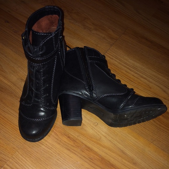 Black lace up ankle booties