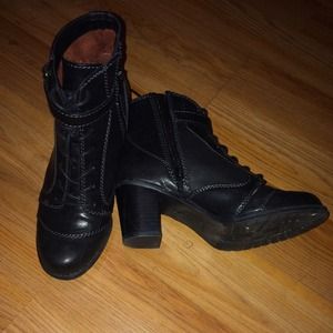 Black lace up ankle booties