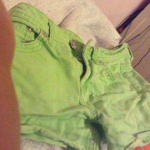 Green jean shorts