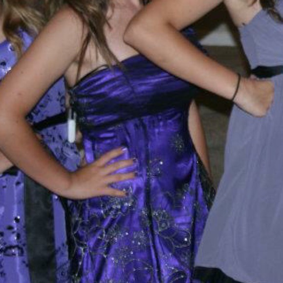 One Sholder Purple Sparkly Homecoming Dress - Picture 2 of 3