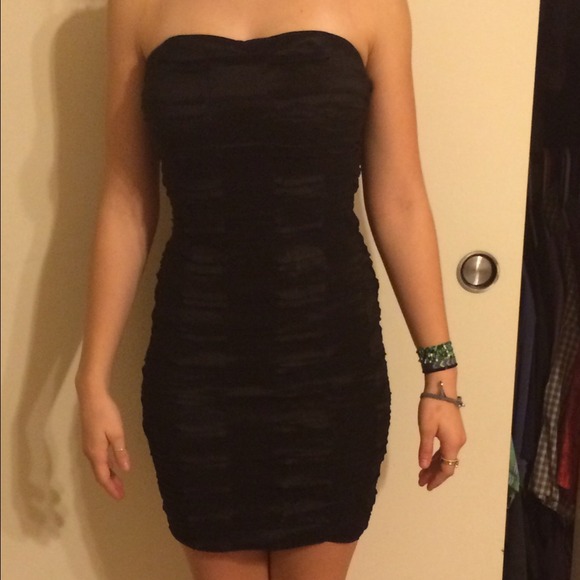 Black pleated party dress