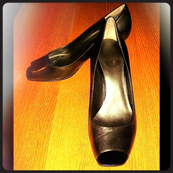 Nine West Black Peep-Toe Pumps