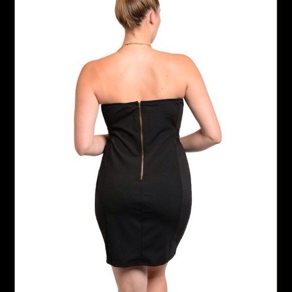 Black Strapless Plus Dress - Picture 2 of 3