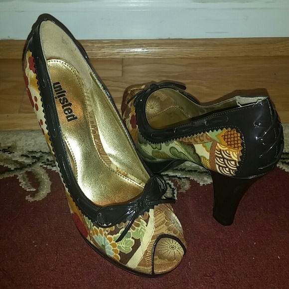 Multi-Colored Peep Toe Heels