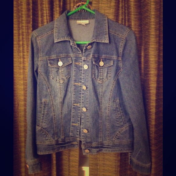 Blue denim jacket from dress arm