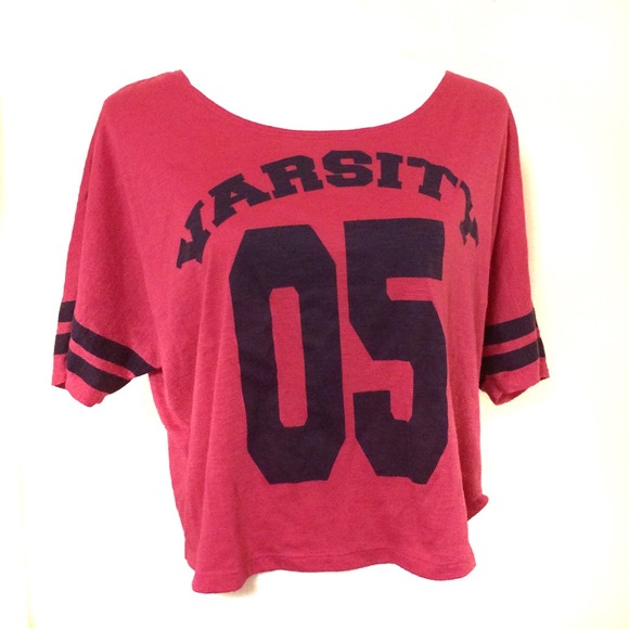Doe Tops - Pink varsity jersey crop top