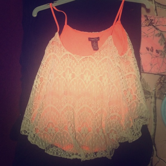 Pink lace crop top (rue21)