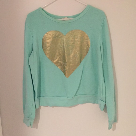 •on hold• Teal sweater with gold heart