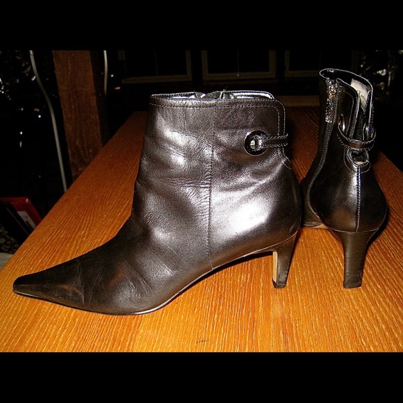 Black Leather Ankle Boots - Picture 2 of 3