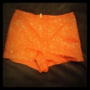 Peach sequin shorts