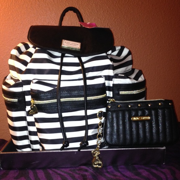 Betsey Johnson Handbags - Stripped Betsey Johnson Backpack and Wallet Set