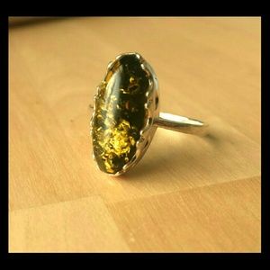 Beautiful green amber ring